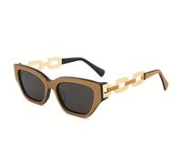 QSYJCCXD New 2025 cat gold-eyed clown link temple sunglasses female acetate frame polarized color on UV 400 female