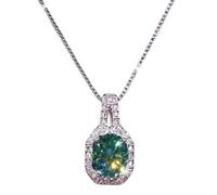 QSYJCCXD New 2025 Handmade 2Ct Green Moissanite Pendant 925 Sterling Silver Charm Wedding Pendants Necklace For Women Party Choker Jewelry Gift With For You Accessories Trendy Creative Gift