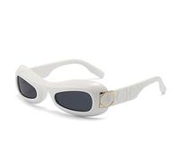 QSYJCCXD New 2025 Lady White Small Round Feature Sunglasses Women Vintage Wrap Around Sun Glasses Shades Stripe Leg