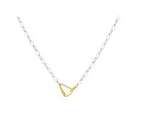 QSYJCCXD New 2026 925 Sterling Silver Gold Double Color Plating Triangle Pendant Long Necklace Women 2025 Luxury Fine Casual Jewelry Gift Jewelry Fashion Accessories Creative Gift