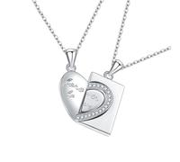 QSYJCCXD New 2026 925 Sterling Silver Necklaces For Women M Simple Couple Love Heart Pendant Necklace Valentine's Day Jewelry Gifts Decoration Luxury With You Accessories Trendy Best Gift