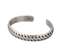 QSYJCCXD New 2026 S925 Silver Vintage Bracelet Personality Tire Pattern Male Hand Chain Simple Popular Thai Open Bangle For Men And Women Decoration Jewelry Luxury Trendy Best Gift