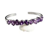 QSYJCCXD New 2026 Sterling Silver 925 Bangle For Women Fine Jewelry Bracelet Purple Waterdrop Pear Amethyst Wedding Valentine Day Gift Adjustable Decoration Luxury Trendy Best