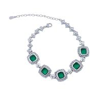 QSYJCCXD New 2026 Unisex 5 Trend Jewelry Silver Color Emerald Wedding Bracelet For Women Hers Simulation Paraiba Tourmaline Bangle Party Gift With You Accessories Trendy Creative For Women And Men