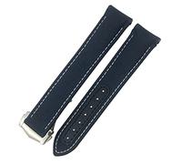 QSYJCCXD Nylon Watchband 19mm 20mm 21mm For Omega Seamaster Diver 300 AT150 Planet Ocean Curved End Blue Canvas Fabric Watch Strap