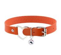 QSYJCCXD Peach Love Heart Collar Necklace Water Drop Bell Pendant Leather Necklace Collar-Orange