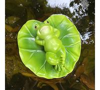 QSYJCCXD Pool Floating Frog Sculpture Ornament Decor Resin Toy Fish Pond,Water Floating Lotus Leaf Turtle Frog Animal Koi Pond Decoration.Pool Accessories Float,F