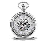 QSYJCCXD Retro Mechanical Pocket Watch Smooth Case Hand Winding Watches Engrave Flip Case Clock Chain for Men Women