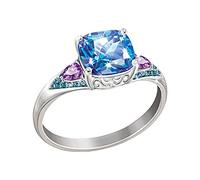 QSYJCCXD Rings for Women Men, Bright Diamond Ring Square Blue Stone Jewelry Fashion Jewelry Engaged Ring For Women Jewellery for Mothers Day