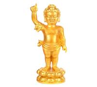 QSYJCCXD Sculpture Tabletop Feng Shui Buddha Statue for Decor, Resin Crafts Prince Bath Buddha Ornament Sakyamuni Buddha Statue Pointing to The Heaven and Pointing to The Earth Buddha,Gold