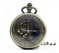 QSYJCCXD Skeleton Wheel Mechanical Pocket Watch Men Antique Necklace Pocket & Watches Chain Male Clock Pocket Watch Best Gift