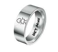 QSYJCCXD Stainless Promise Rings Silver, 8MM Boyfriend and Girlfriend Couple His and Her Couple Rings
