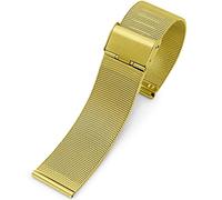 QSYJCCXD Stainless Steel Watch Band 8/10/12/13/14/15/16/17/18/19/20/21/22/23/24mm Silver Mesh Watchband 304 Stainless Steel Strap (Color : Gold, Size : 21mm)