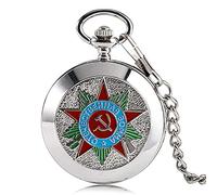 QSYJCCXD Top Luxury Mechanical Soviet Russia Emblem Communist Party Badge Pocket Watch USSR Soviet Badges Sickle Hammer Design Clock