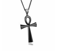 QSYJCCXD Unisex Men Stainless Steel Cross Blue Silver Pendant Necklace Chain Jewelry US-Black
