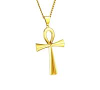 QSYJCCXD Unisex Men Stainless Steel Cross Blue Silver Pendant Necklace Chain Jewelry US-Black