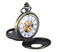 QSYJCCXD Vintage 2 Sides Open Case Mechanical Men's Watch Double Face Roman Dial Clock Hand Wind Pocket Watch with Chain Gift