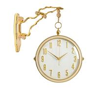 QSYJCCXD Wall Clock Luxurious Wall-Mounted Double Sided Clock, Modern Metal 3D Rotating Wall Clocks, Indoor Mute Wall Watch, Wall Hanging Decorative Home Decor