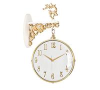 QSYJCCXD Wall Clock Modern Wall Clock Double Sided, Fashion Deer Decor Double-Sided Hanging Clocks, 3D Rotating Wall Watch Mute Movement Clock, Wall-Mounted Decorative Home Art Decor