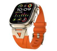 QSYJCCXD Watch Band for Ultra 2 Band 49mm 46mm 45mm 44mm, Men Rugged Silicone Rubber Strap with Metal Connector, Sport Band for Series 10 9 8 7 6 5 4 3 2 1 SE