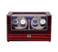 QSYJCCXD Watch Winder Watch Winder Box for 4 Automatic Watch Built-in LED Light Wood Shell Piano Paint Exterior AC Adapter and ed Watch Winder Innovate
