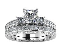 QSYJCCXD Weddings Rings European And American Fashion Men's And Women's Couple Rings With Zircons Wedding Rings Valentine's Day Present for Girlfriend Wife Special Occasion