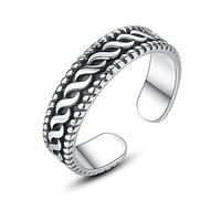 QSYJCCXD Wide Thumb - Engraving Hemp Rope Open Ring,Distressed Solid Adjustable Ring,Gifts for Female
