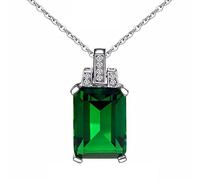 QSYJCCXD Women Necklace Pendant Emerald Square Pendant With 45cm Clavicle Chain Wedding Party Gift
