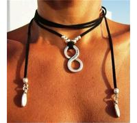 QSYJCCXD Women Retro Boho 925 Silver Round Pendant Necklace Party Band Jewelry Gift-#5