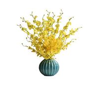 QSYJCCXD Yellow Dancing Orchid Fake Flower Simulation Artificial Flower Set Bouquet for Indoor Wedding Home Office Decoration for House Table Office Desk Decor
