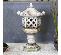 QSYJCCXD Zen Pagoda Solar Lantern,Outdoor Garden Stone Stupa Statue Waterproof Japanese Style Ancient Architectural Sculpture,Solar Powered LED Lantern Decor Ornaments,B