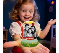QSZ Custom 3D Ultrasound Photo Crystal Ball Personalized Ultrasound Memory Sphere Lamp with Wooden Light Holder Christmas Memorial Gifts for Dad Mom (Custom Snow Globe)