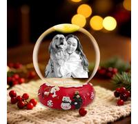 QSZ Custom 3D Ultrasound Photo Crystal Ball Personalized Ultrasound Memory Sphere Lamp with Wooden Light Holder Christmas Memorial Gifts for Dad Mom (3D Crystal Photo)