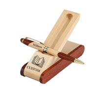 QSZ Custom Wooden Ballpoint Pen Gift Set Engravable with Names Text and Designs Personalized Gift for Men Women Friends Family Colleagues Mentors (Personalized Ballpoint Pen Sets)