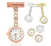 QSZ Engraved Personalised Nurse Lapel Fob Watch Stainless Steel Clip On Pocket Watch with Second Hand Custom Medical Watch for Nurses Doctors Student Medics (Personalized Nurse Watch)
