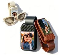 QSZ Personalised Car Sunglasses Holder Clip for Visor Leather Sunglass Holder for Car with Text Photo Car Visor Sunglasses Holder Accessories Gift for Men Women (car glasses holder)