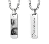 QSZ Personalised Eyes Engraved Necklace for Men Custom Photo Pendant with Name Text Personalized Picture Necklaces Gifts for Couple Christmas Birthday (Eye Necklace 2)