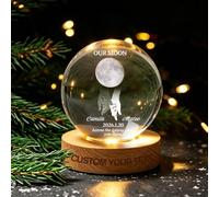 QSZ Personalised Moon Phase Crystal Ball LED Lamp Custom Names Date Text | Personalized Crystal Ball Night Light Gift for Mom Couple Wife Husband Boyfriend Anniversary Wedding Valentines Day Birthday