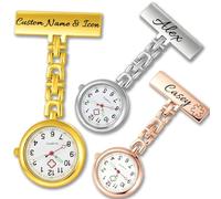 QSZ Personalised Nurses Fob Watch Custom Name Icon Watches with Second Hand Nursing with Pin 3 Colors Suitable for Nurse Doctor Caregiver to Carry Daily (Nurse Clip Watch-2)