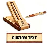 QSZ Personalised Pens with Name Custom Engraved Wooden Pen Set Smooth Writing Ballpoint Pen with 2-in-1 Pen Case Ideal Gifts for Men Business Birthday Graduation (Personalised pens)
