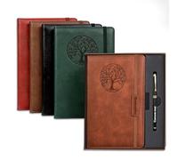 QSZ Personalised Text A5 Lined Journal Notebook for Men Women Custom Leather Journal Life Tree Diary Gift to Writing Travel Business Work School College (Personalised notebook - 4)