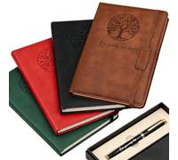 QSZ Personalised Text A5 Lined Journal Notebook for Men Women Custom Leather Journal Life Tree Diary Gift to Writing Travel Business Work School College (Personalised notebook - 3)