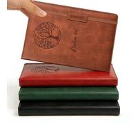 QSZ Personalised Text A5 Lined Journal Notebook for Men Women Custom Leather Journal Life Tree Diary Gift to Writing Travel Business Work School College (Personalised notebook - 1)