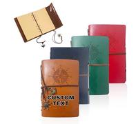 QSZ Personalized Leather Journal Custom Traveler's Notebook Engravable Text Vintage Diary/Sketchbook Gift Suitable for Women Men Travelers Graduates (Personalized Journal - 1)