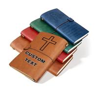 QSZ Personalized Leather Journal Custom Traveler's Notebook Engravable Text Vintage Diary/Sketchbook Gift Suitable for Women Men Travelers Graduates (Personalized Journal - 2)