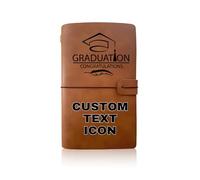 QSZ Personalized Leather Journal Custom Traveler's Notebook Engravable Text Vintage Diary/Sketchbook Gift Suitable for Women Men Travelers Graduates (Personalized Journal - 3)