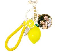 QSZ Personalized Lemon Keychain Custom Bag Charm with Photo Text Lemon Bag Charms Fruit Keyring Gift For Women Men (Bag Charm 4)