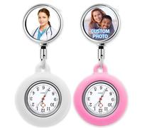 QSZ Personalized Nurses Fob Watch Custom Name Icon Watches with Second Hand Nursing with Pin 3 Colors Suitable for Nurse Doctor Caregiver to Carry Daily (Nurse Fob Watch)
