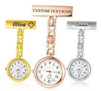 QSZ Personalized Nurses Fob Watch Custom Name Icon Watches with Second Hand Nursing with Pin 3 Colors Suitable for Nurse Doctor Caregiver to Carry Daily (Nurse Clip Watch-1)