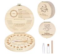 QSZ Personalized Tooth Fairy Box Customizable Engraving Name Icon Custom Wooden Teeth Fairy Keepsake Boxes for Boys Girls Gift